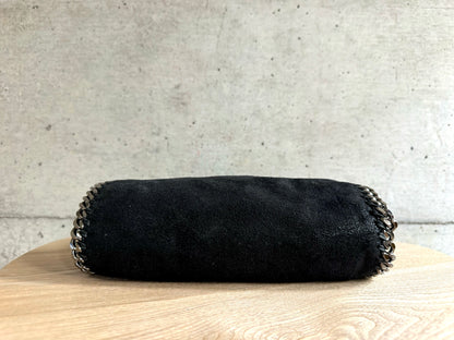 STELLA MCCARTNEY Shaggy Deer Mini Falabella Fold Over Tote Black