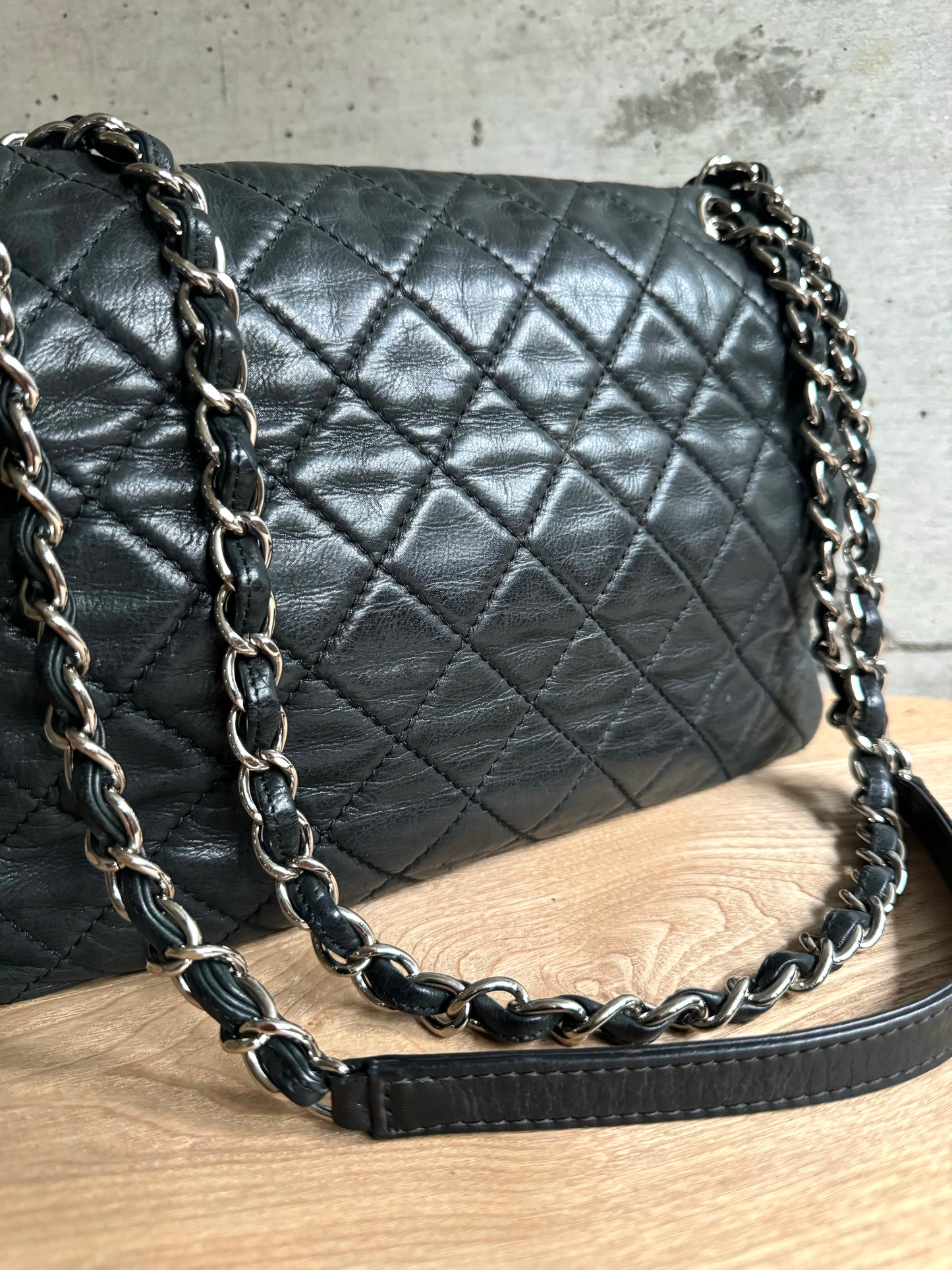 CHANEL Black Leather Casual Journey Flap Bag