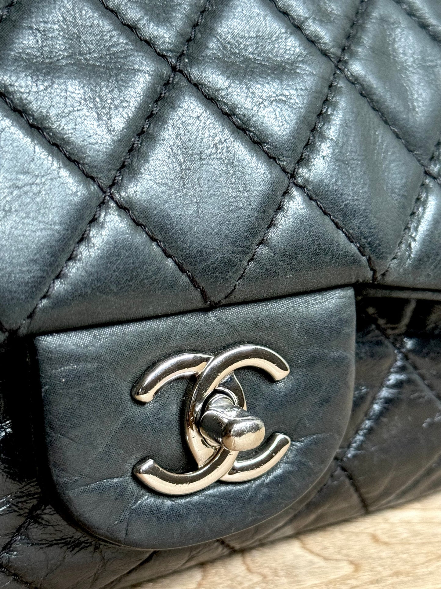 CHANEL Black Leather Casual Journey Flap Bag