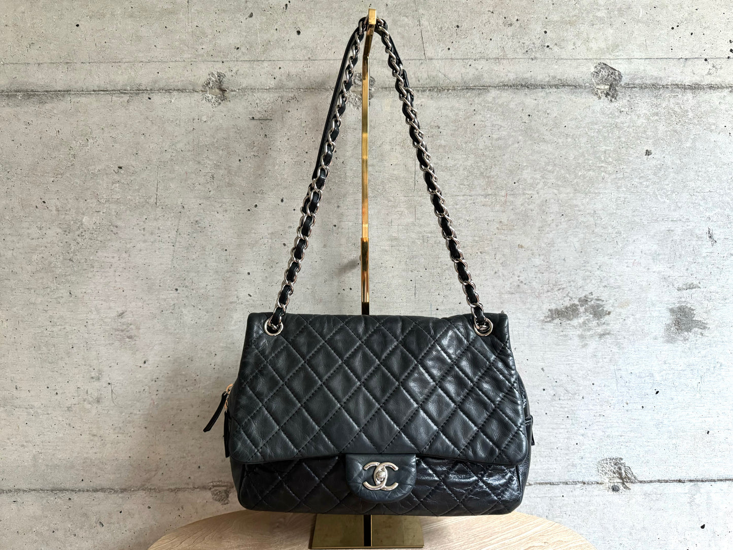 CHANEL Black Leather Casual Journey Flap Bag