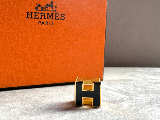 HERMES Gold Lacquered Cage d'H Pendant