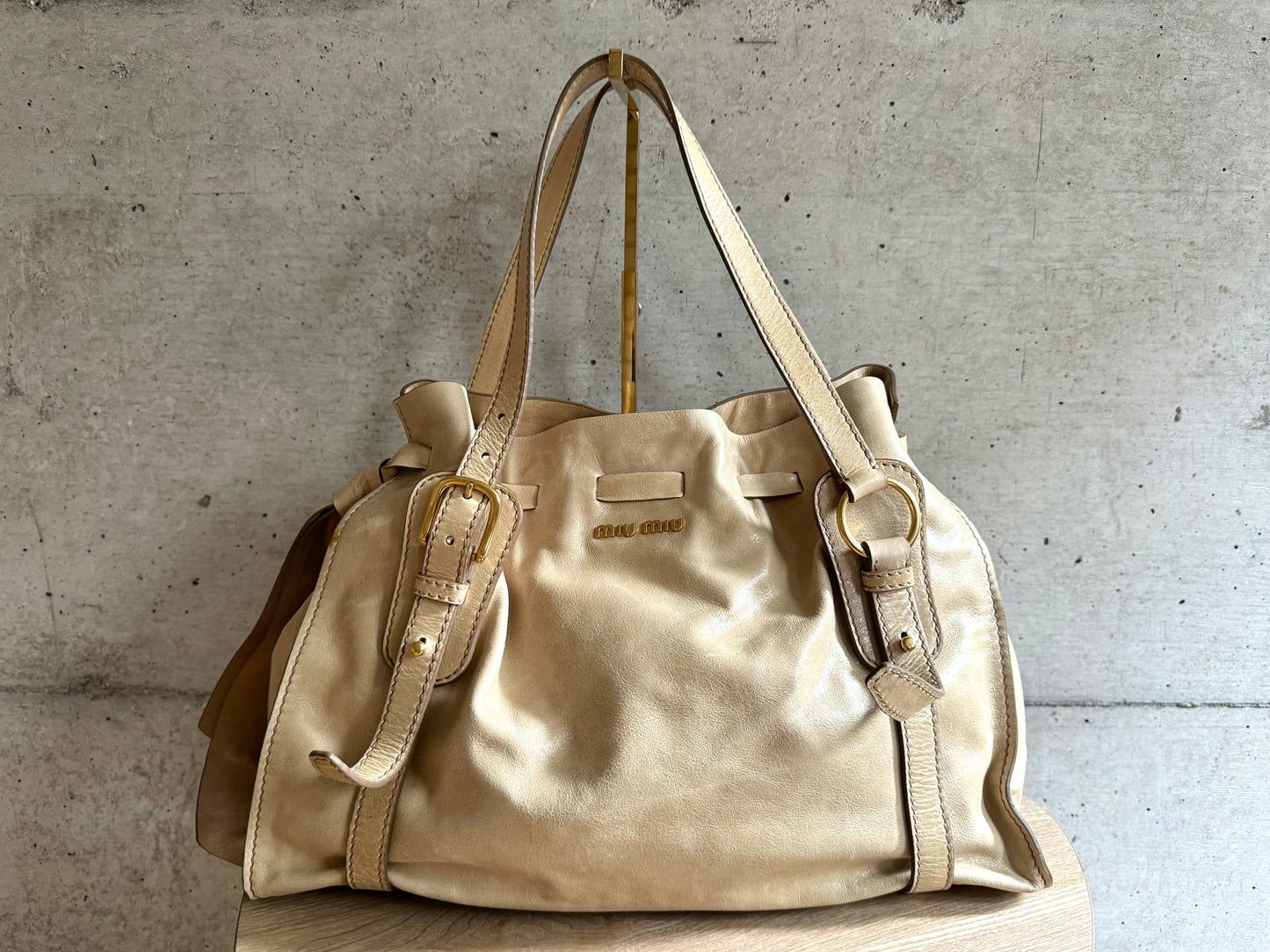 MIU MIU Vitello Lux Peggy Bow Tote