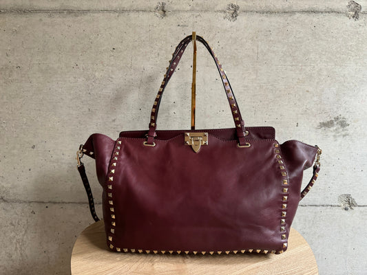 VALENTINO GARAVANI Vitello Medium Rockstud Tote