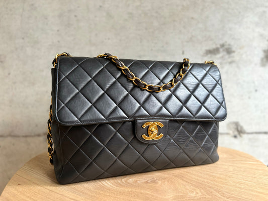 CHANEL Medium Lambskin Matelasse Single Flap Chain Bag