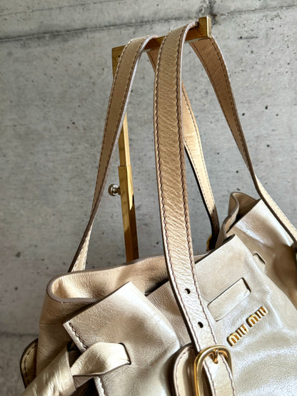 MIU MIU Vitello Lux Peggy Bow Tote