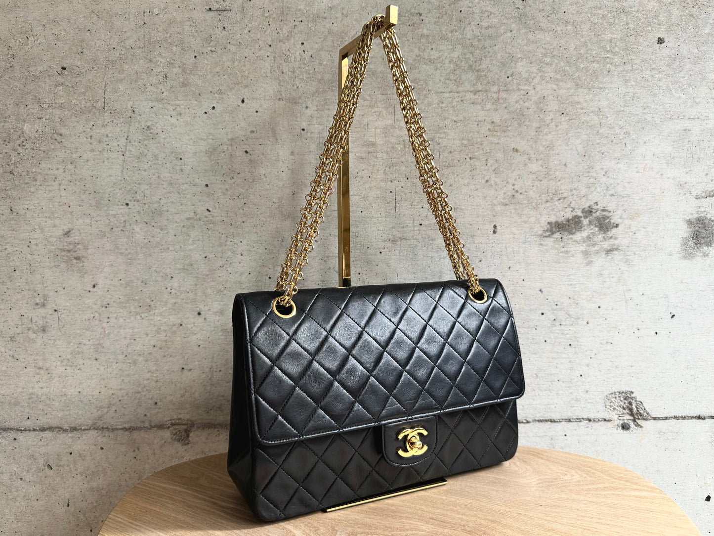 CHANEL Lambskin Medium Mademoiselle Chain Double Flap Bag