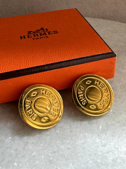 HERMES Clou De Selle Clip On Earrings