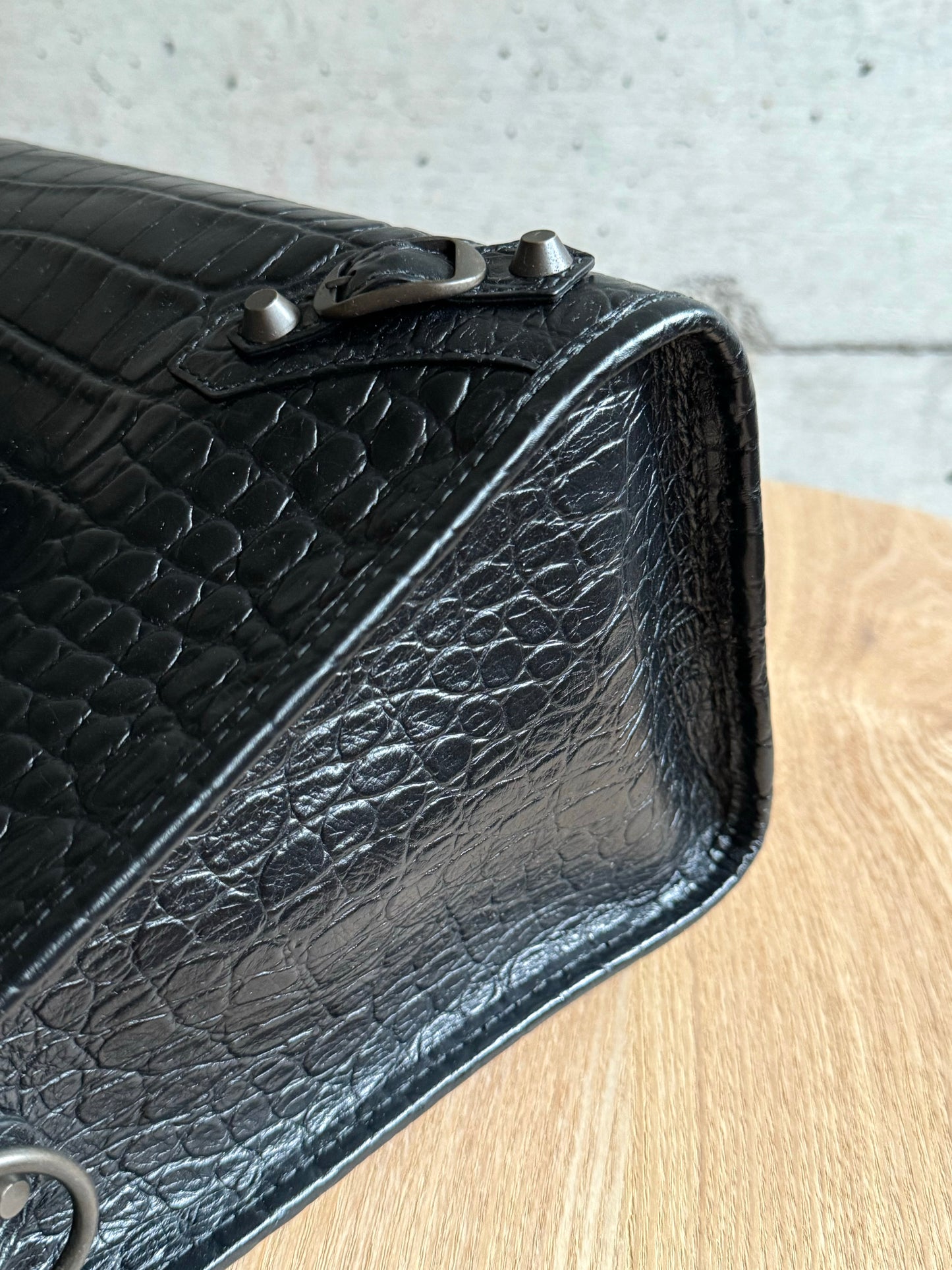 BALENCIAGA Calfskin Crocodile Embossed Classic Hardware City