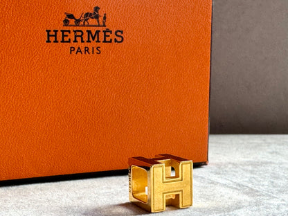 HERMES Gold Lacquered Cage d'H Pendant