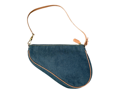 CHRISTIAN DIOR Denim Saddle Pochette Blue