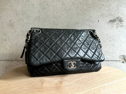 CHANEL Black Leather Casual Journey Flap Bag