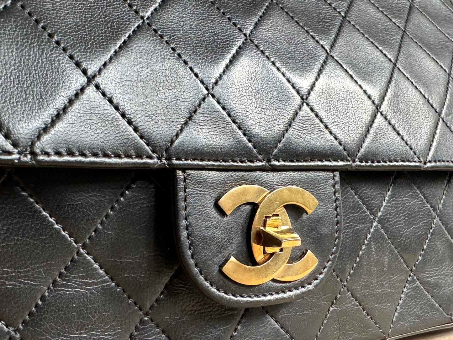 CHANEL Lambskin Medium Mademoiselle Chain Double Flap Bag