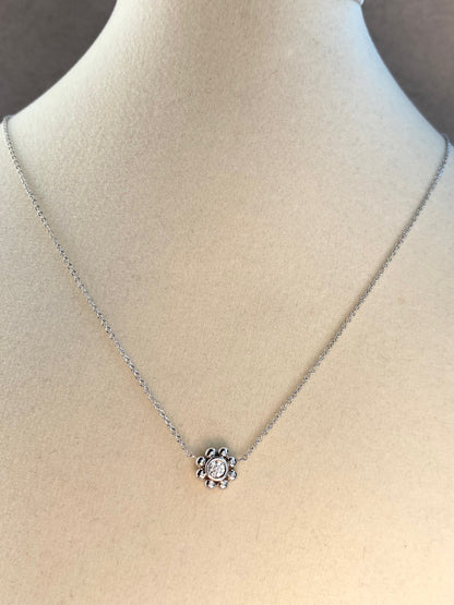 TIFFANY & CO. 18K White Picasso Paloma Diamond Flower Necklace