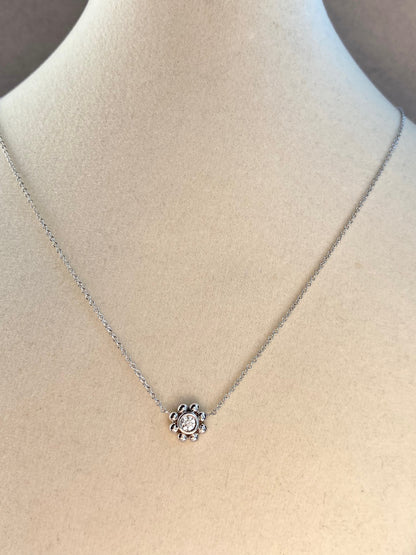 TIFFANY & CO. 18K White Picasso Paloma Diamond Flower Necklace