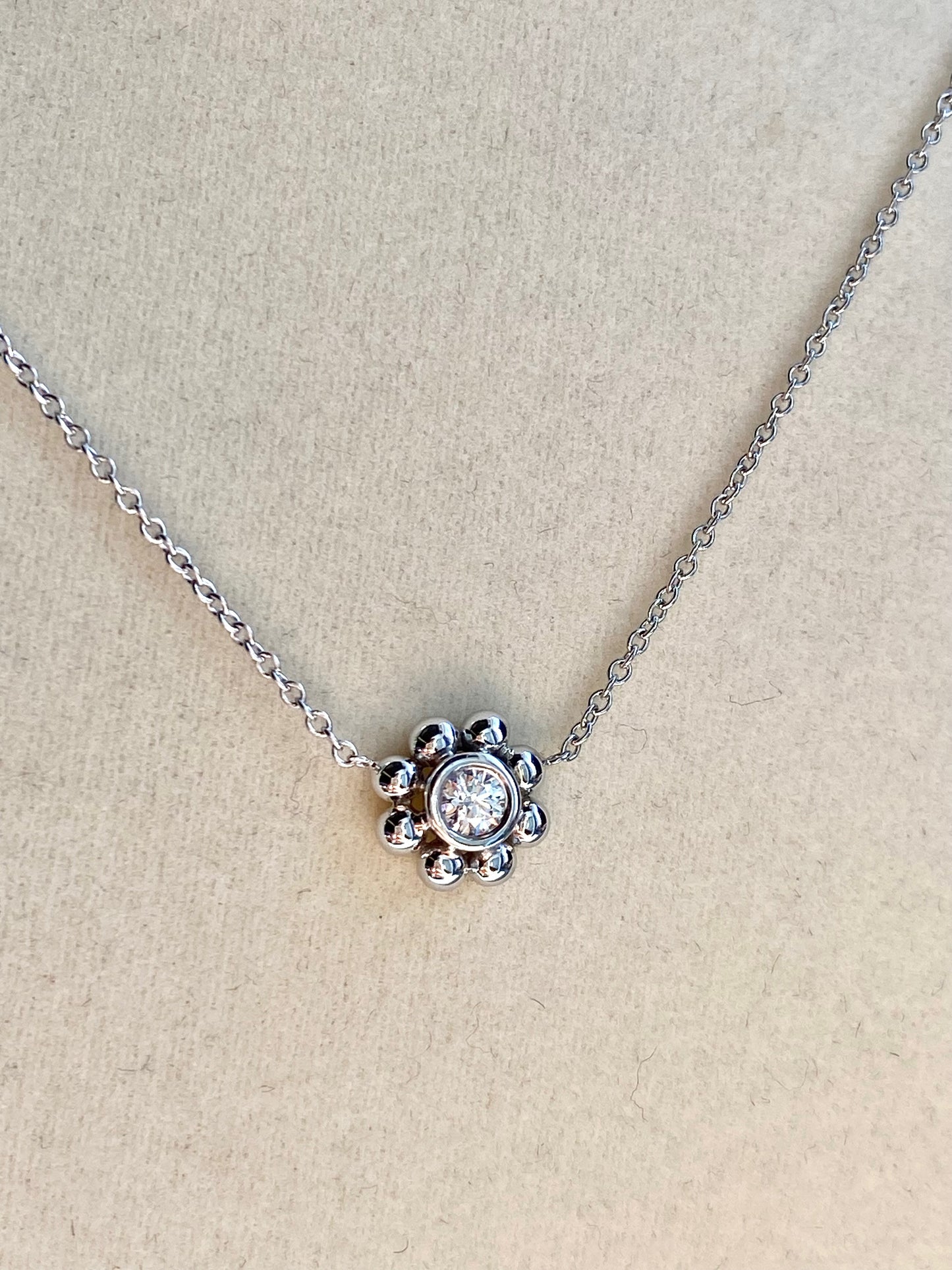 TIFFANY & CO. 18K White Picasso Paloma Diamond Flower Necklace