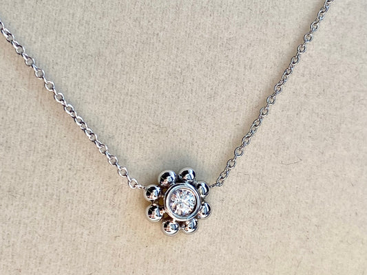 TIFFANY & CO. 18K White Picasso Paloma Diamond Flower Necklace