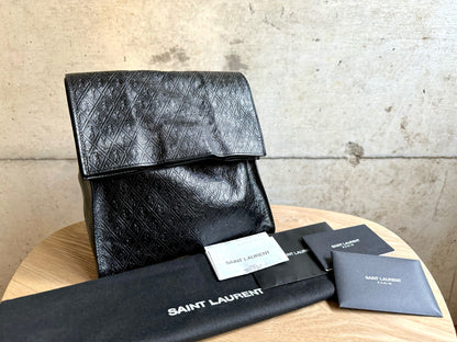 SAINT LAURENT Deli Monogram-Debossed Clutch Bag