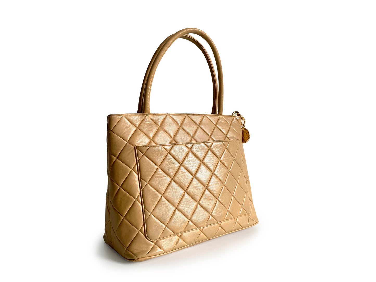 CHANEL Caviar Quilted Medallion Tote Beige