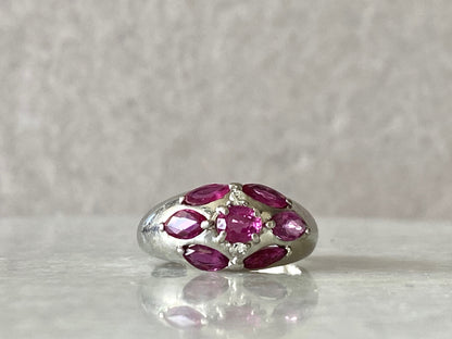 Platinum Ring with Rubies and Diamonds