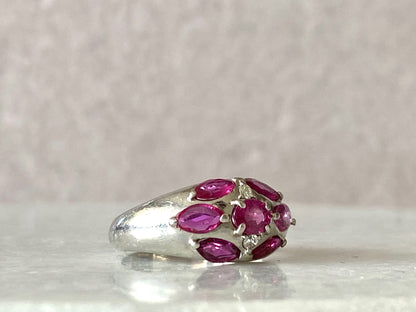 Platinum Ring with Rubies and Diamonds