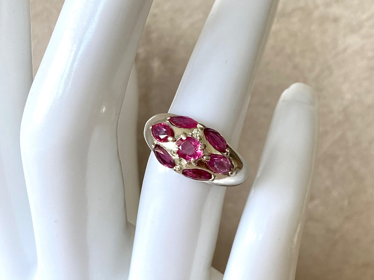 Platinum Ring with Rubies and Diamonds