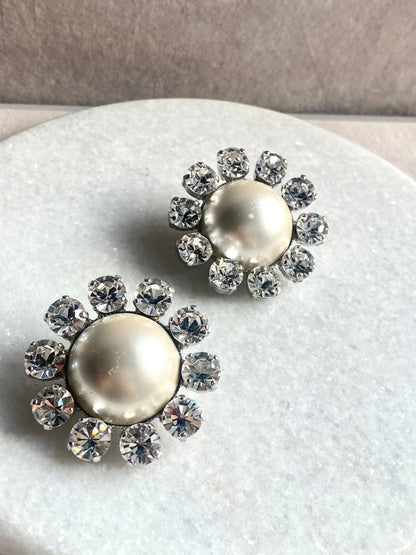 ALESSANDRA RICH Faux Pearl & Crystal Clip-On Earrings