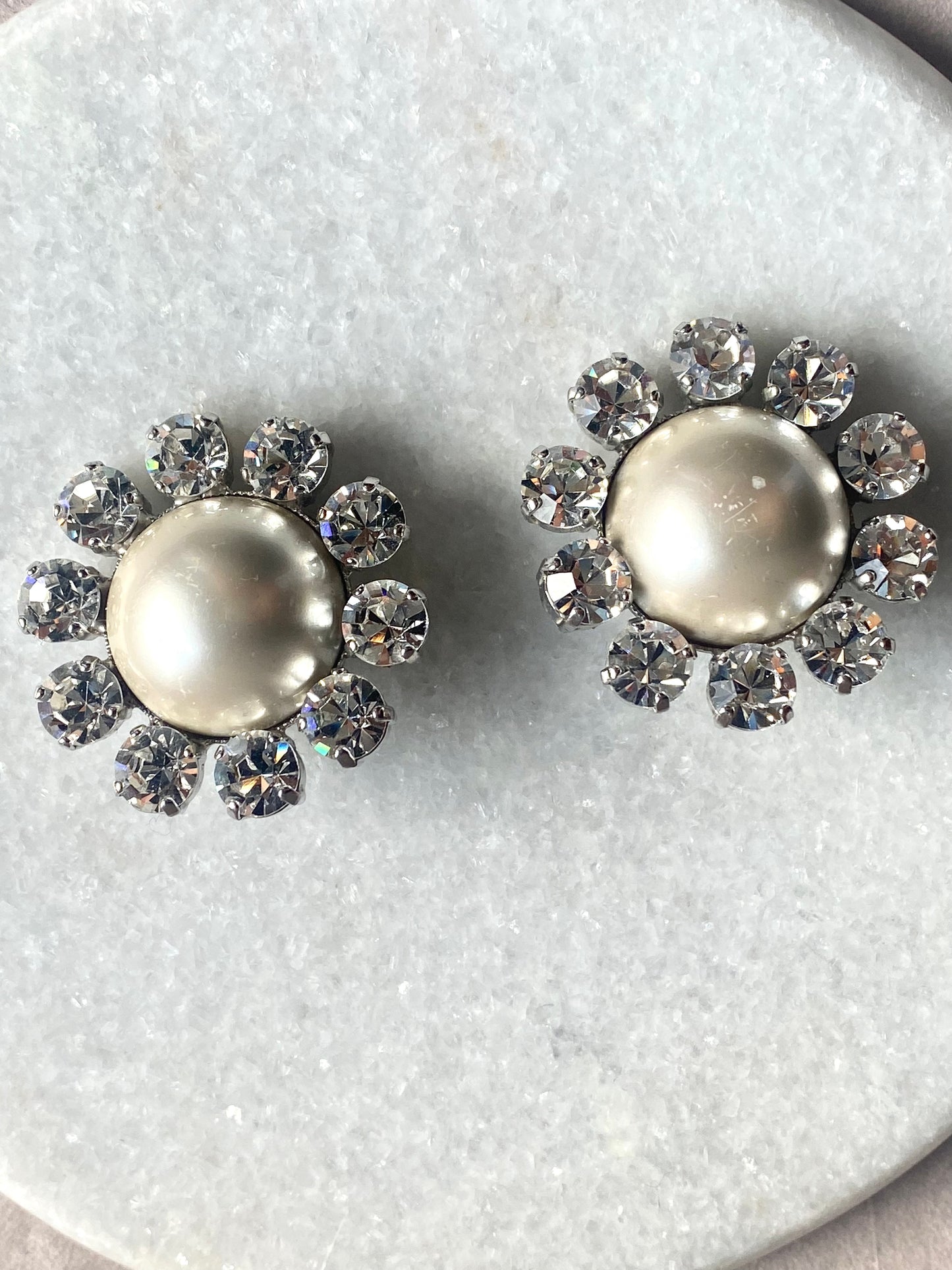 ALESSANDRA RICH Faux Pearl & Crystal Clip-On Earrings