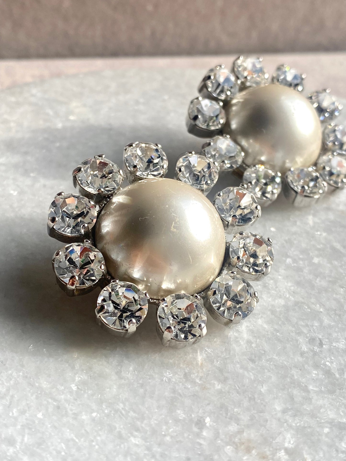 ALESSANDRA RICH Faux Pearl & Crystal Clip-On Earrings