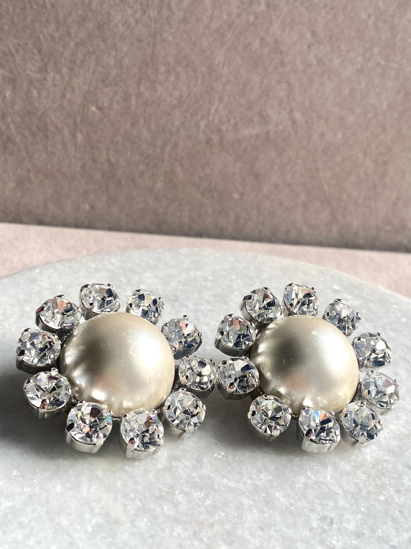 ALESSANDRA RICH Faux Pearl & Crystal Clip-On Earrings