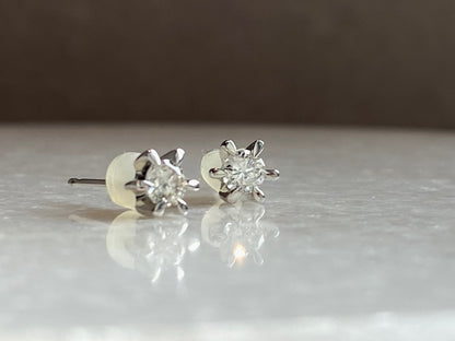 6 Prong Round Diamonds Stud Earrings