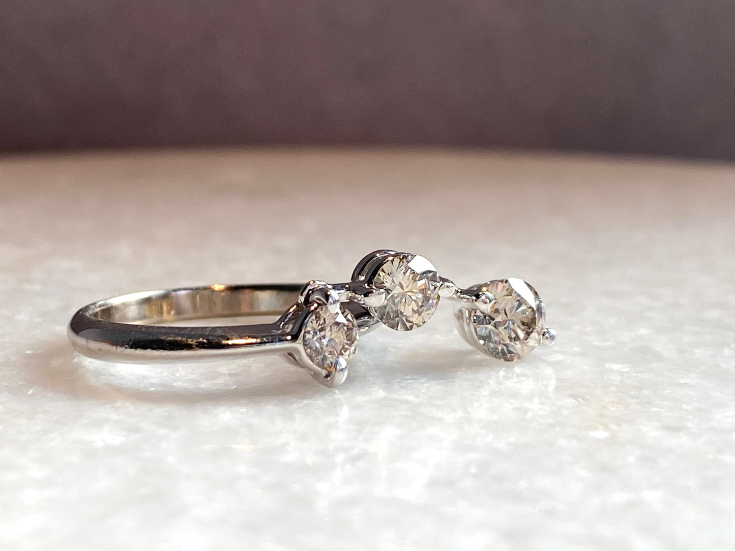 18K White Gold 3 Stone Diamond Ring 1ct