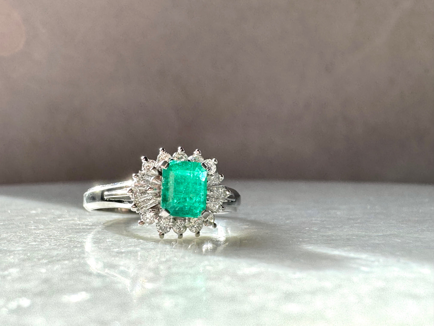 .5ct Emerald and .26 Diamond Ring in Platinum