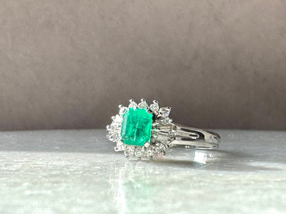 .5ct Emerald and .26 Diamond Ring in Platinum