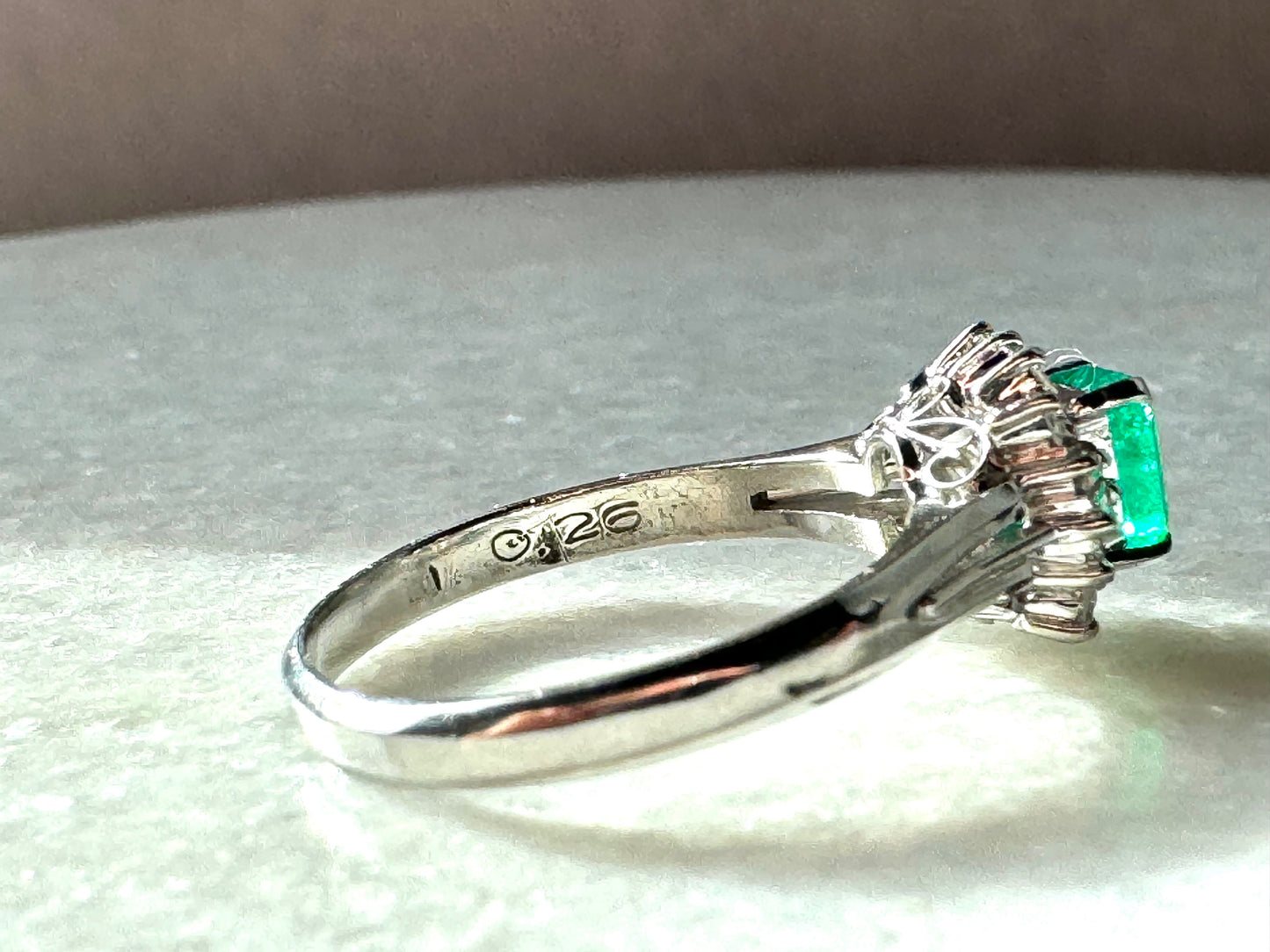 .5ct Emerald and .26 Diamond Ring in Platinum