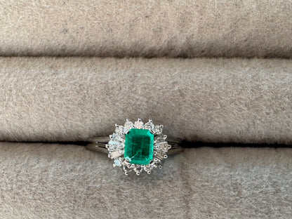 .5ct Emerald and .26 Diamond Ring in Platinum