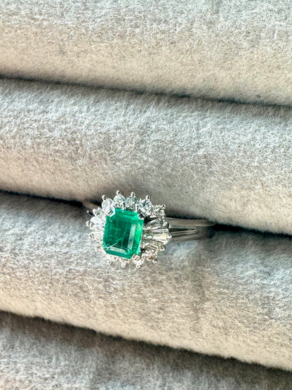 .5ct Emerald and .26 Diamond Ring in Platinum