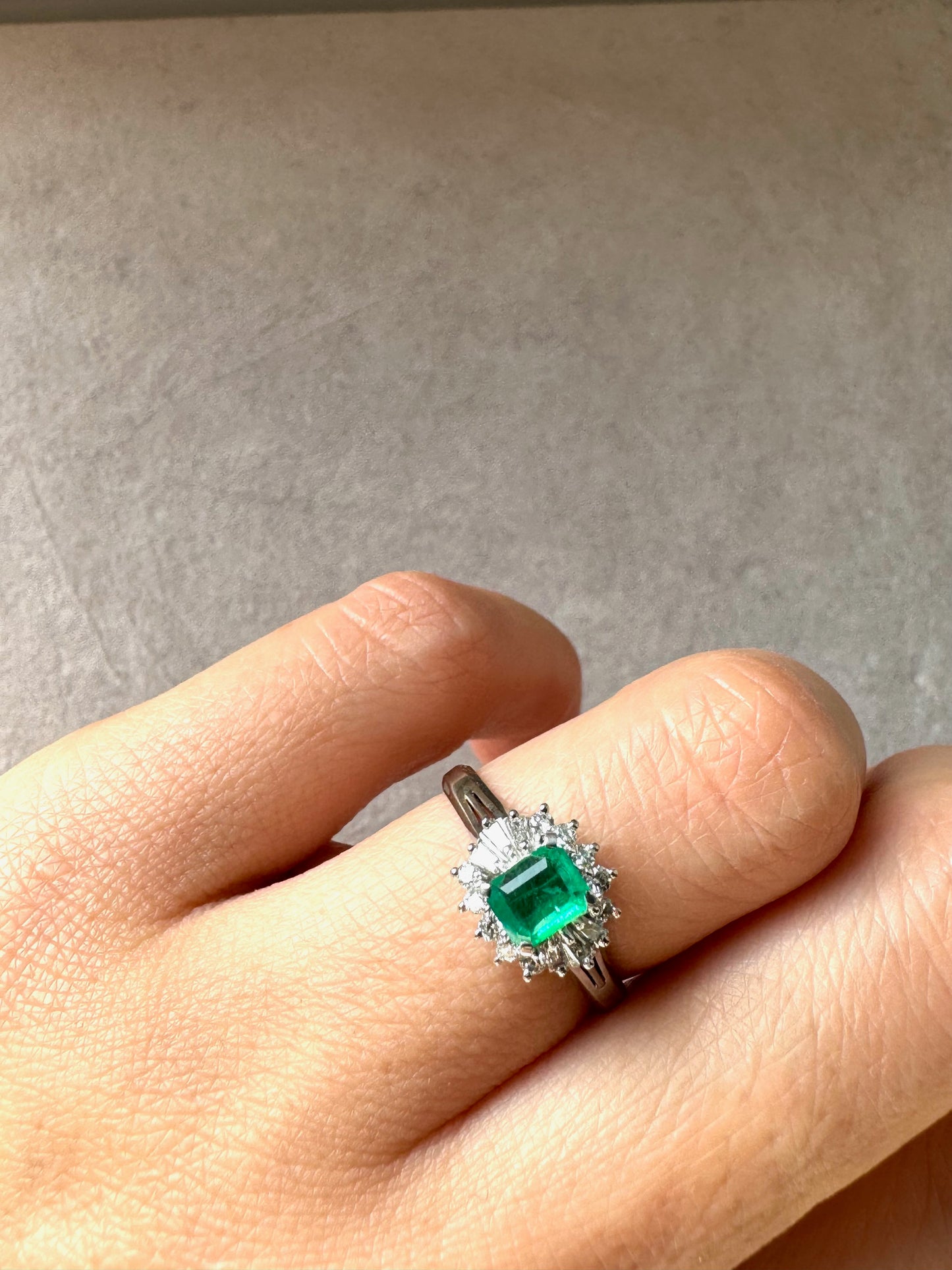 .5ct Emerald and .26 Diamond Ring in Platinum