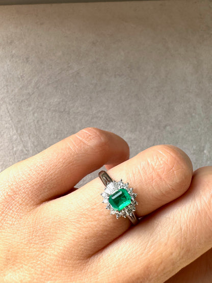 .5ct Emerald and .26 Diamond Ring in Platinum