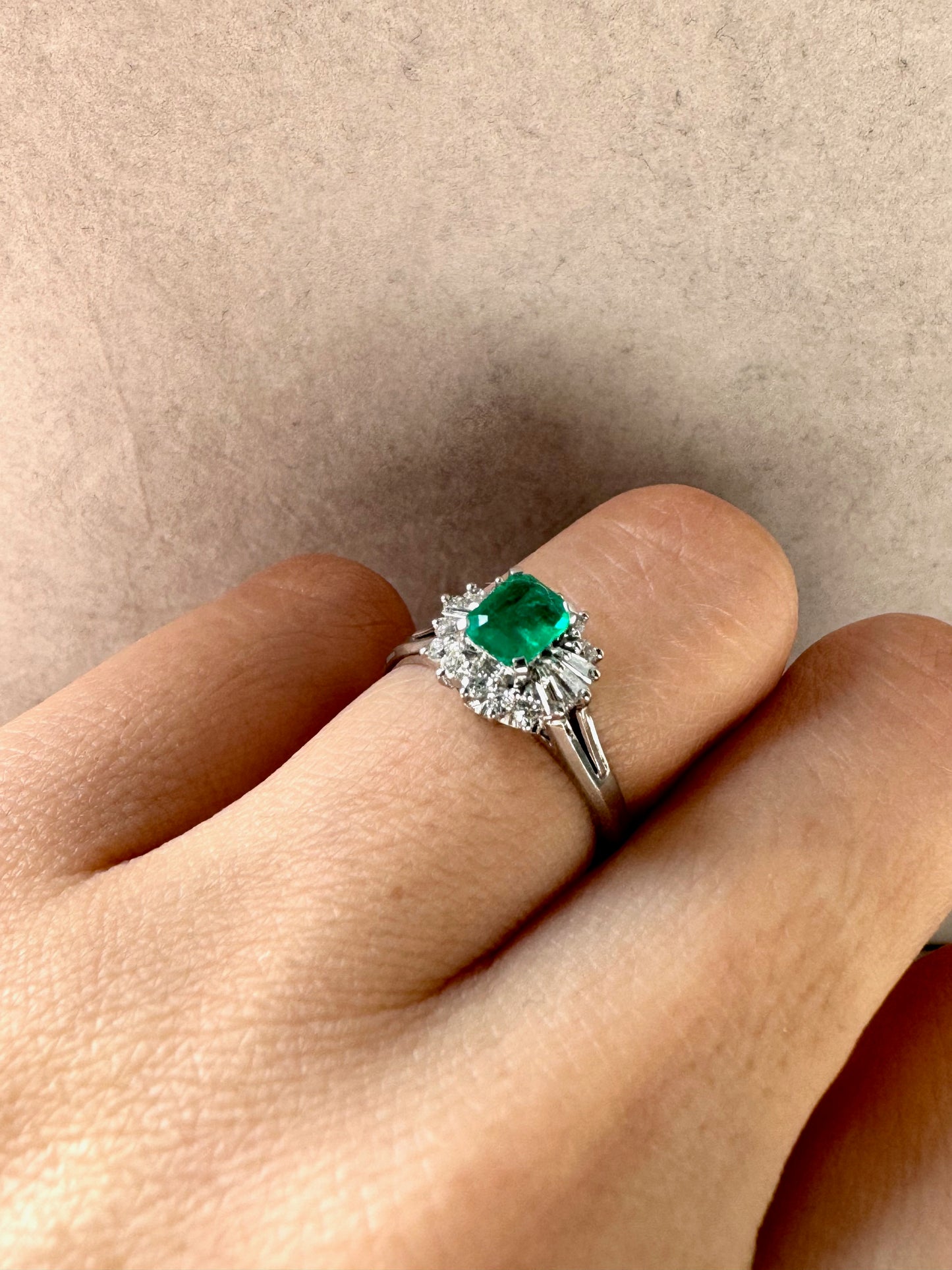 .5ct Emerald and .26 Diamond Ring in Platinum