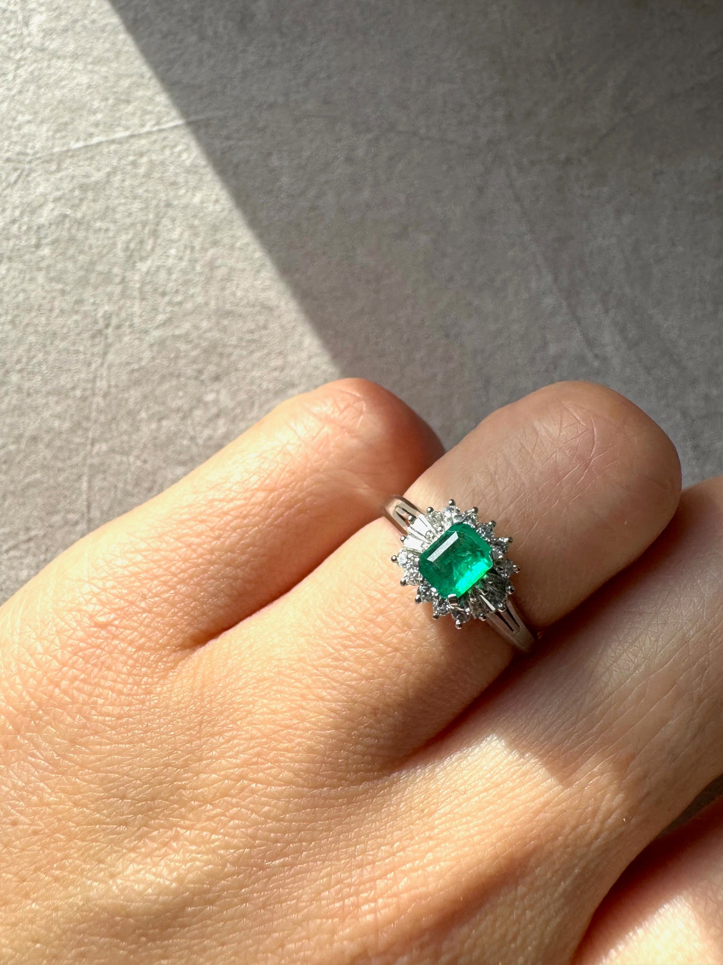 .5ct Emerald and .26 Diamond Ring in Platinum