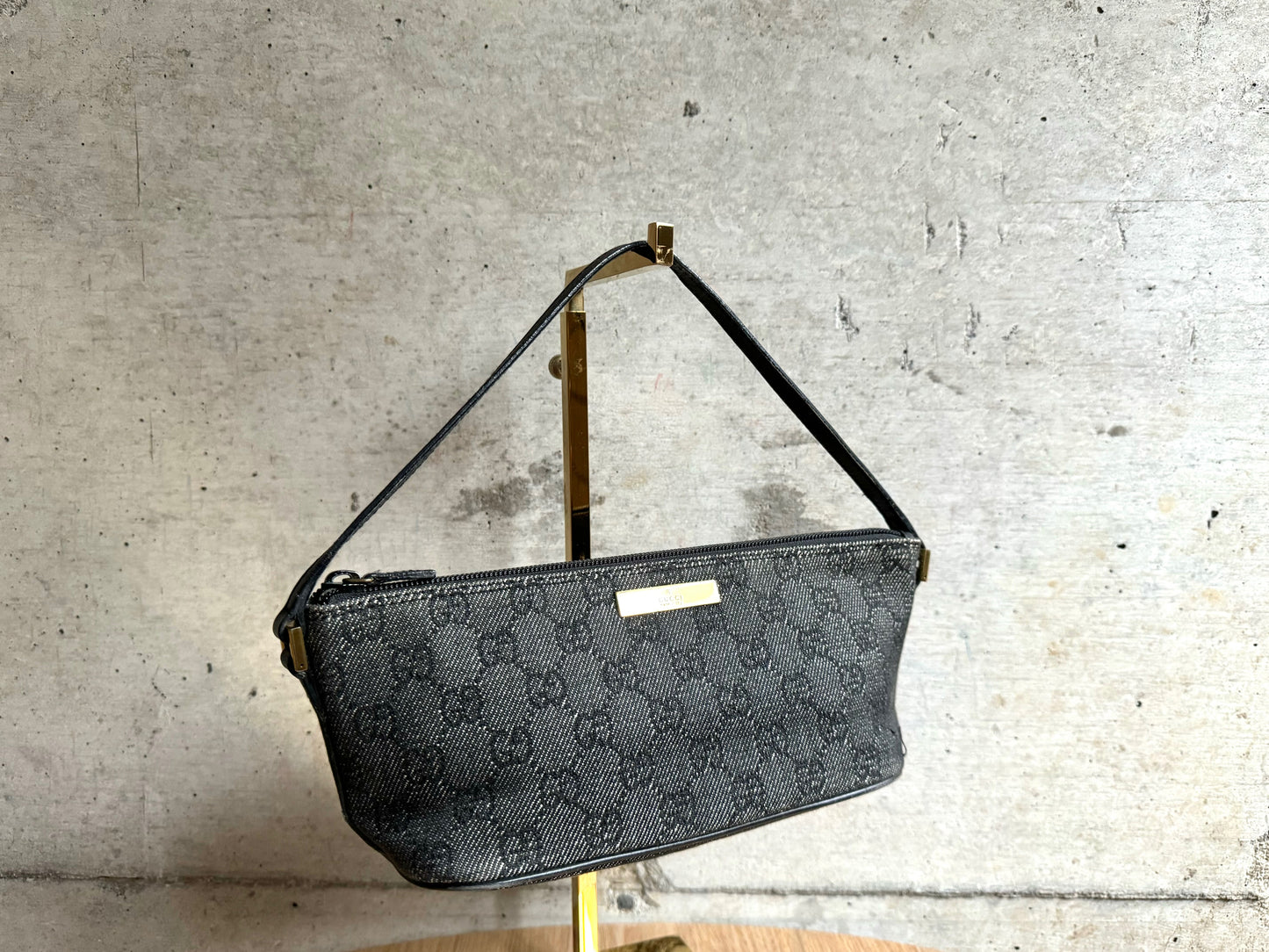 GUCCI Denim Monogram Boat Pochette