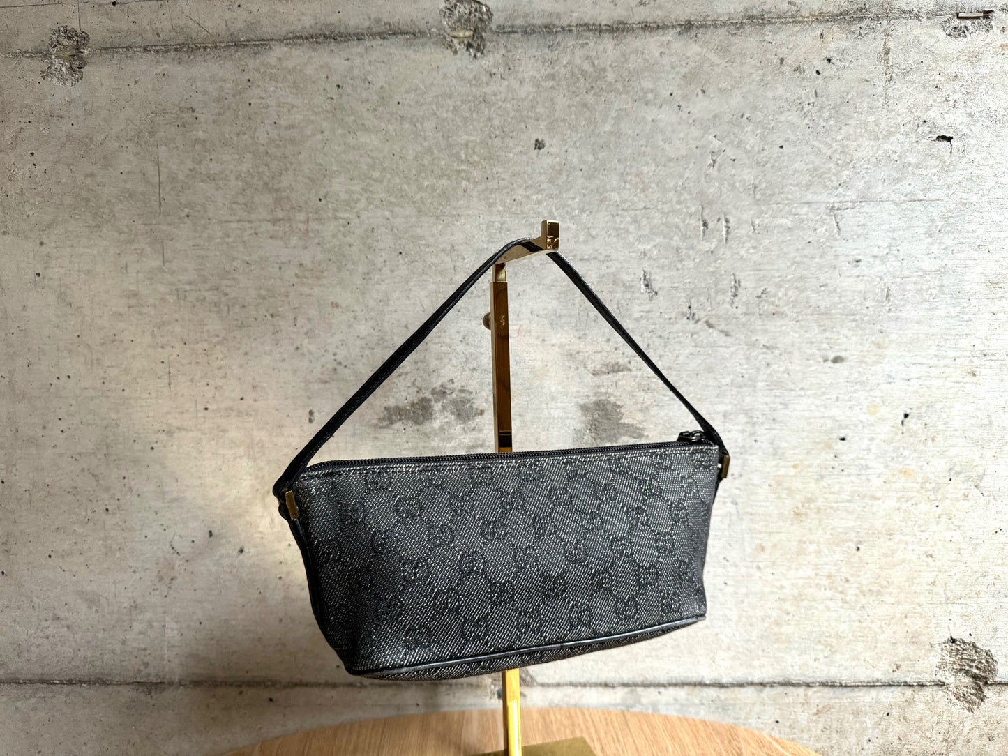 GUCCI Denim Monogram Boat Pochette