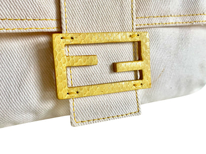 FENDI Denim Python Baguette