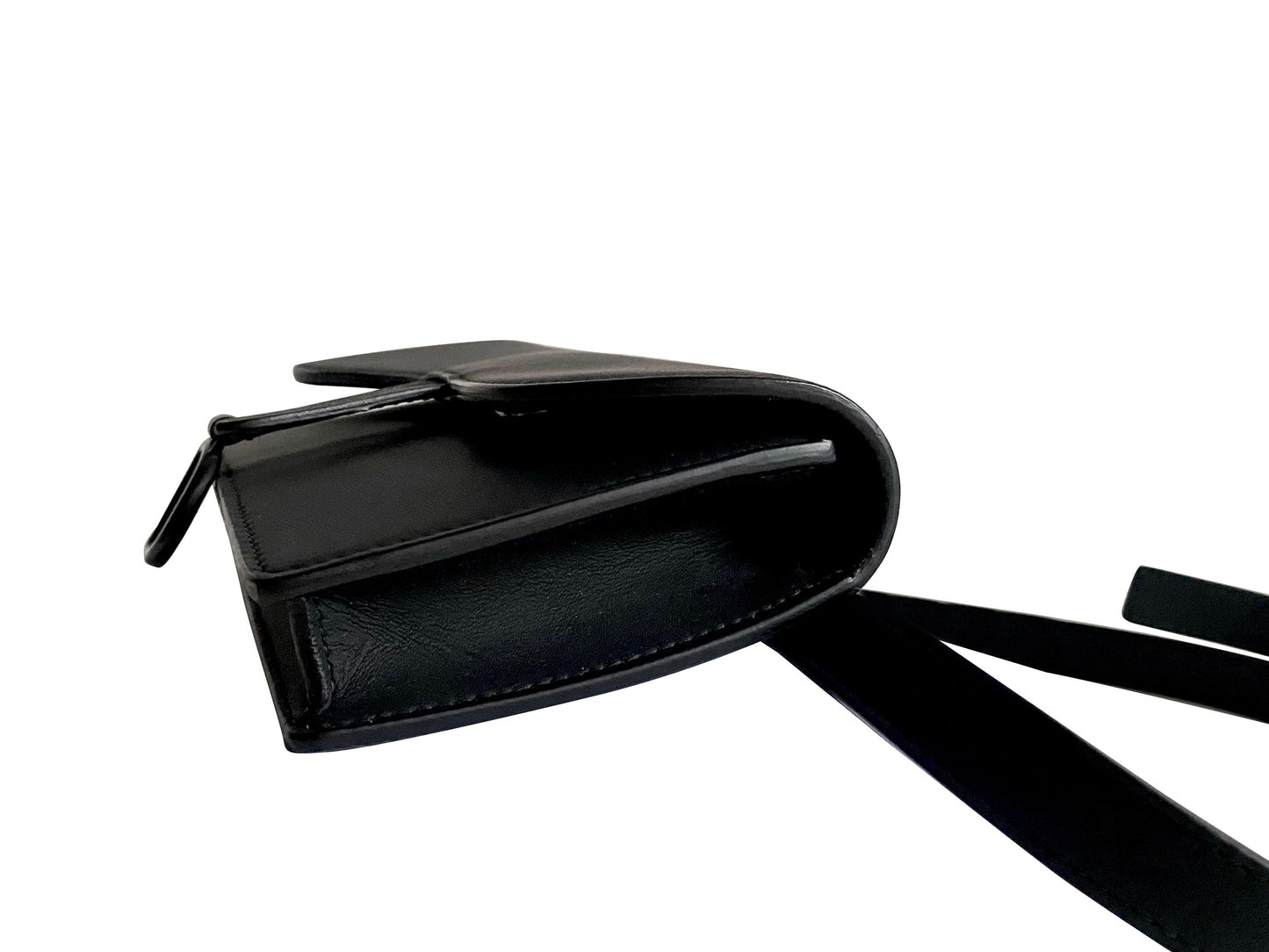 CHRISTIAN DIOR Ultra Matte Calfskin Saddle Belt Clutch Black FULLSET