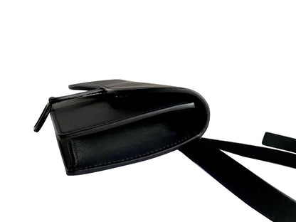 CHRISTIAN DIOR Ultra Matte Calfskin Saddle Belt Clutch Black FULLSET