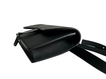 CHRISTIAN DIOR Ultra Matte Calfskin Saddle Belt Clutch Black FULLSET