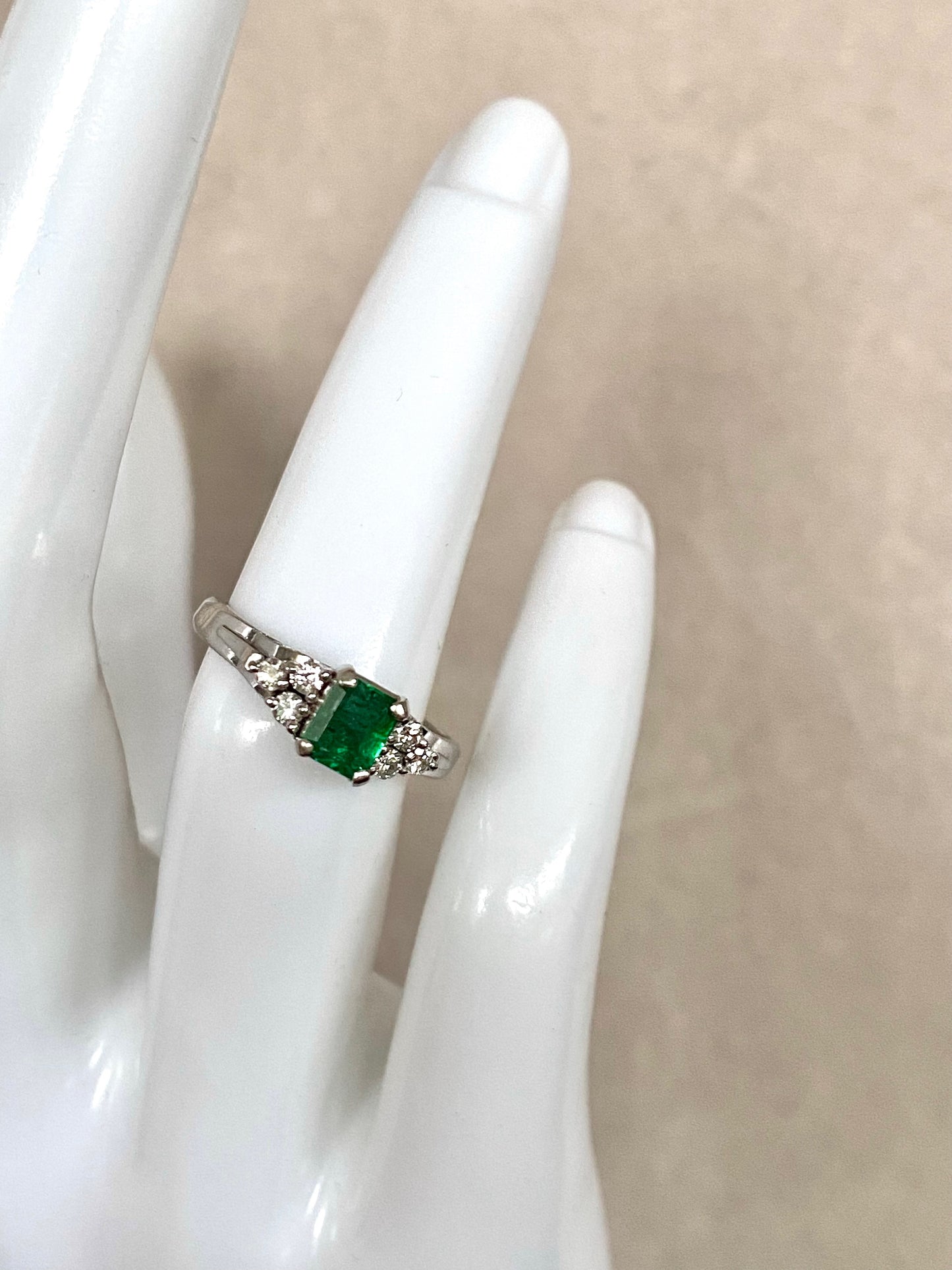 0.72ct Emeralds and 0.15ct Diamonds Ring in Platinum