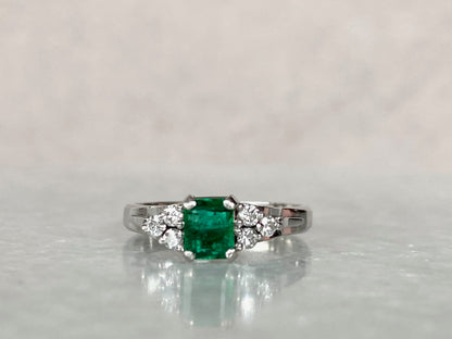 0.72ct Emeralds and 0.15ct Diamonds Ring in Platinum