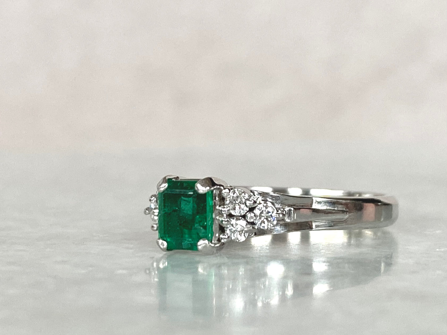 0.72ct Emeralds and 0.15ct Diamonds Ring in Platinum