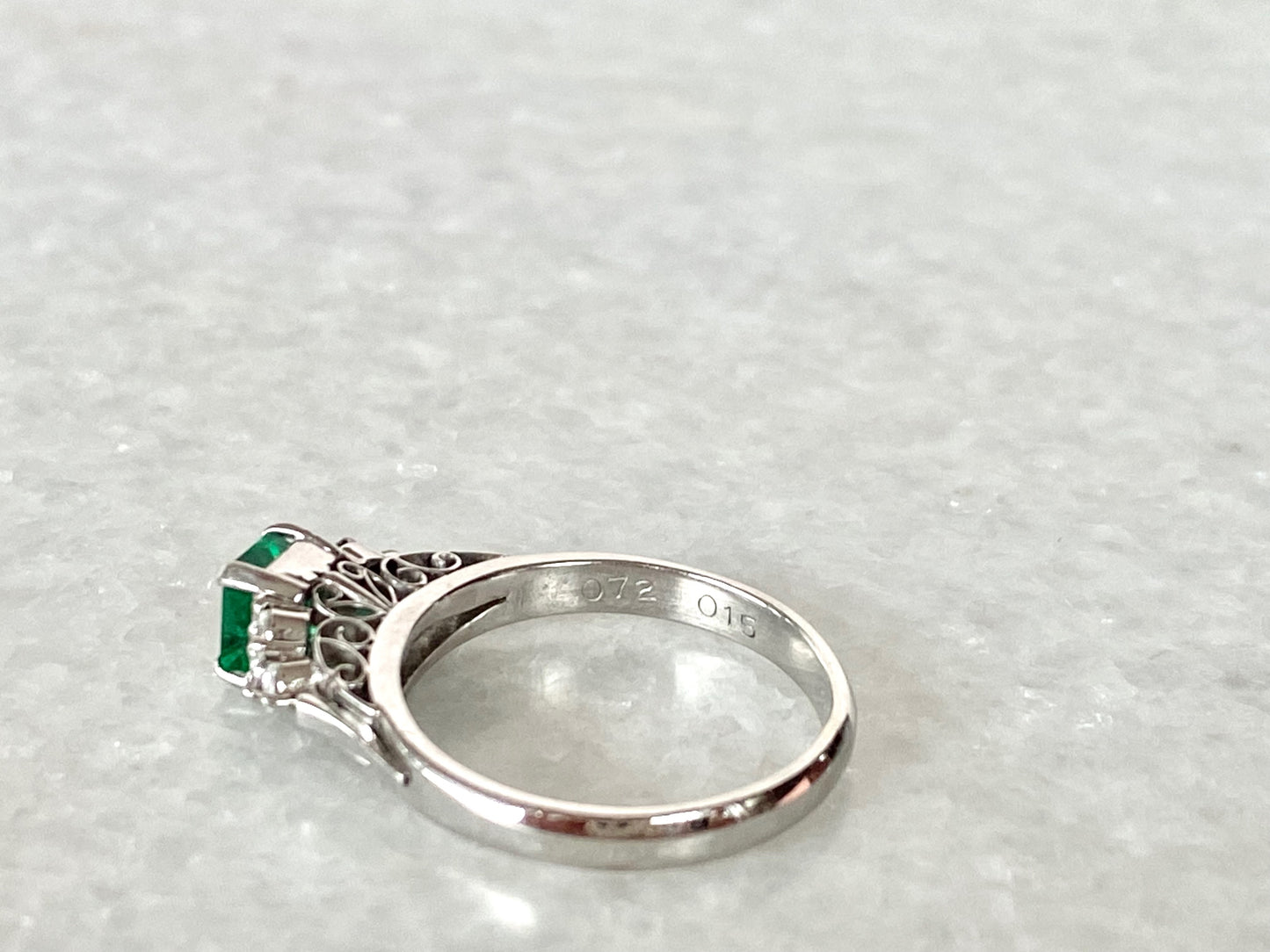 0.72ct Emeralds and 0.15ct Diamonds Ring in Platinum